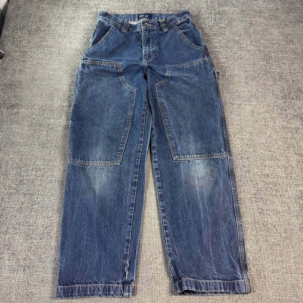 Gap Baggy Ballon Carpenter Jeans Mens 28x30 Blue Double Knee Wide Leg Denim